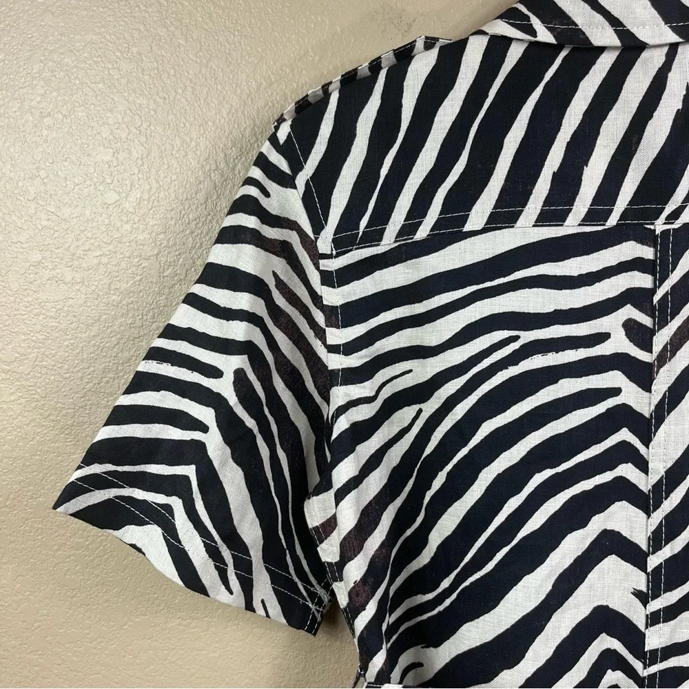 Banana Republic Linen Oversized Zebra Shorts Romper NWOT